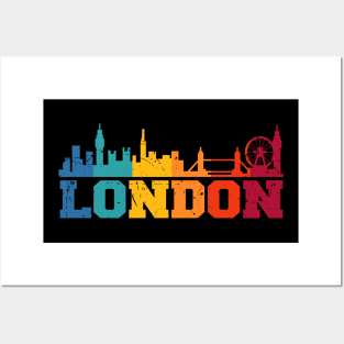 London Retro Skyline UK Posters and Art